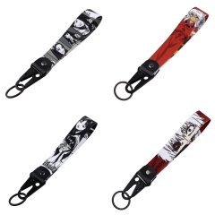 7 Styles Inuyasha Cartoon Woven Label Anime Lanyard Keychain