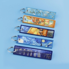 9 Styles Vincent van Gogh Woven Label Anime Lanyard Keychain