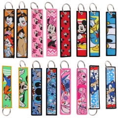 34 Styles Mickey Minnie Mouse Lilo & Stitch Tom and Jerry Woven Label Cartoon Anime Lanyard Keychain