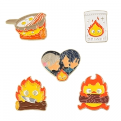 5 Styles Calcifer Flame Anime Alloy Pin Brooch