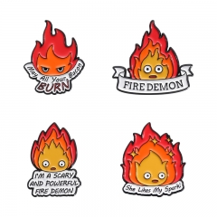 4 Styles Calcifer Flame Anime Alloy Pin Brooch