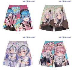 5 Styles Re: Life in a Different World from Zero Cosplay Color Printing Anime Pants Shorts