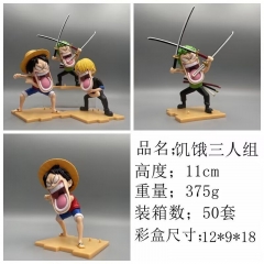 3PCS/SET 11CM One Piece Monkey D. Luffy Sanji PVC Anime Action Figure Toy