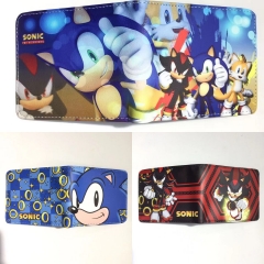 9.5x22.5cm 3 Styles Sonic the Hedgehog Short Folding Purse PU Anime Wallet