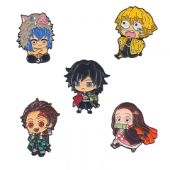 5 Styles Demon Slayer: Kimetsu no Yaiba Cartoon Pin Anime Alloy Brooch