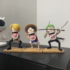 3 Styles 10cm One Piece Monkey D Luffy Roronoa Zoro Sanji hungry Anime PVC Figures