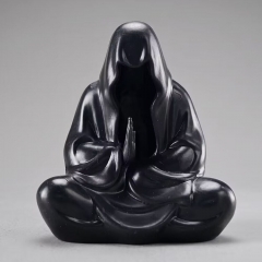 9CM Mysterious Man in Black sitting in meditation Cartoon Anime PVC Figures