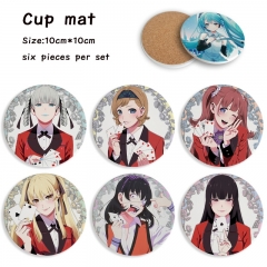 6PCS/SET Kakegurui Compulsive Gambler Cartoon Ceramics Cup Mat Anime Coaster