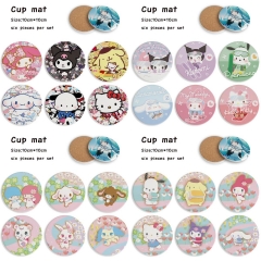 4 Styles 6PCS/SET Sanrio Cartoon Ceramics Cup Mat Anime Coaster