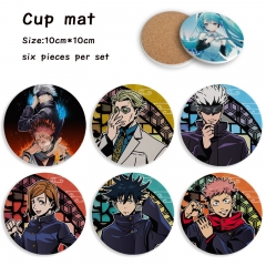 2 Styles 6PCS/SET Jujutsu Kaisen Cartoon Ceramics Cup Mat Anime Coaster