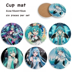 3 Styles 6PCS/SET Hatsune Miku Cartoon Ceramics Cup Mat Anime Coaster