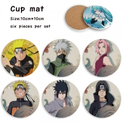 2 Styles 6PCS/SET Naruto Cartoon Ceramics Cup Mat Anime Coaster