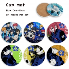 2 Styles 6PCS/SET Blue Lock Cartoon Ceramics Cup Mat Anime Coaster