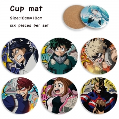 3 Styles 6PCS/SET My Hero Academia Cartoon Ceramics Cup Mat Anime Coaster