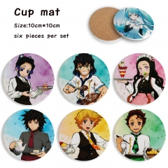 2 Styles 6PCS/SET Demon Slayer: Kimetsu no Yaiba Cartoon Ceramics Cup Mat Anime Coaster