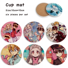 2 Styles 6PCS/SET Toilet-Bound Hanako-kun Cartoon Ceramics Cup Mat Anime Coaster