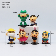 6pcs/set 8cm Crayon Shin-chan10th Generation Cosplay Cartoon Character Model Toy Anime PVC Figure