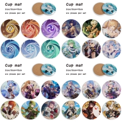 7 Styles 6PCS/SET Genshin Impact Cartoon Ceramics Cup Mat Anime Coaster