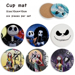 2 Styles 6PCS/SET The Nightmare Before Christmas Cartoon Ceramics Cup Mat Anime Coaster