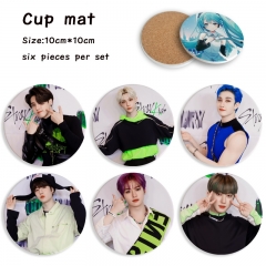 3 Styles 6PCS/SET K-POP Stray Kids Cartoon Ceramics Cup Mat Anime Coaster