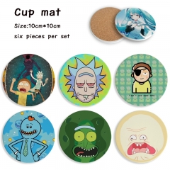 2 Styles 6PCS/SET Rick and Morty Cartoon Ceramics Cup Mat Anime Coaster