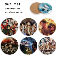 3 Styles 6PCS/SET Attack on Titan/Shingeki No Kyojin Cartoon Ceramics Cup Mat Anime Coaster