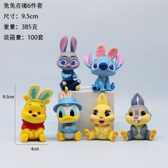 6PCS/SET 9.5CM Lilo & Stitch Winnie the Pooh Anime PVC Figure