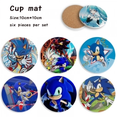 3 Styles 6PCS/SET Sonic the Hedgehog Cartoon Ceramics Cup Mat Anime Coaster