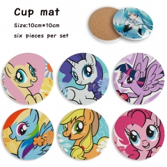 2 Styles 6PCS/SET My Little Pony Cartoon Ceramics Cup Mat Anime Coaster