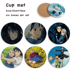 2 Styles 6PCS/SET Howl's Moving Castle Cartoon Ceramics Cup Mat Anime Coaster