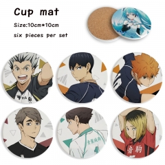 3 Styles 6PCS/SET Haikyuu Cartoon Ceramics Cup Mat Anime Coaster