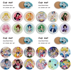 4 Styles 6PCS/SET Pretty Soldier Sailor Moon Cartoon Ceramics Cup Mat Anime Coaster