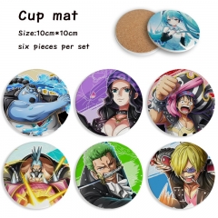 2 Styles 6PCS/SET One Piece Cartoon Ceramics Cup Mat Anime Coaster