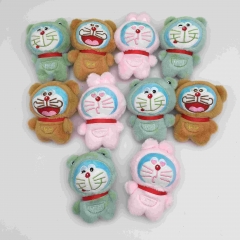 10PCS/SET 12CM Doraemon Cartoon Anime Plush Toy Keychain