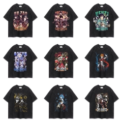 14 Styles Genshin Impact Cartoon Character Anime Cotton T Shirt