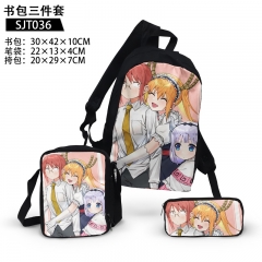 Miss Kobayashi's Dragon Maid Cosplay Anime Backpack+Shoulder Bag+Pencil Bag(set)