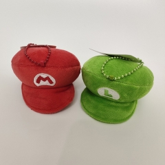 2 Styles 7.5CM Super Mario Bro Cartoon Anime Plush Hat Pendant