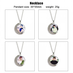 10 Styles P-POP Stray Kids Cartoon Double-Sided Rotation Alloy Anime Necklace