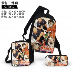 2 Styles Haikyuu Cosplay Anime Backpack+Shoulder Bag+Pencil Bag(set)