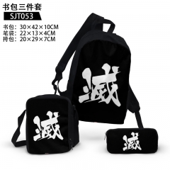 2 Styles Demon Slayer: Kimetsu no Yaiba Cosplay Anime Backpack+Shoulder Bag+Pencil Bag(set)