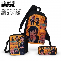 2 Styles Chainsaw Man Cosplay Anime Backpack+Shoulder Bag+Pencil Bag(set)