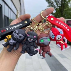 4 Styles King Kong vs Godzilla Cartoon PVC Anime Figures Keychain
