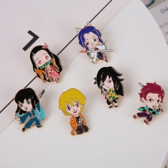 6 Styles Demon Slayer: Kimetsu no Yaiba Cartoon Alloy Pin Anime Brooch