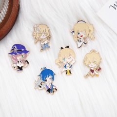 6 Styles Genshin Impact Cartoon Alloy Pin Anime Brooch