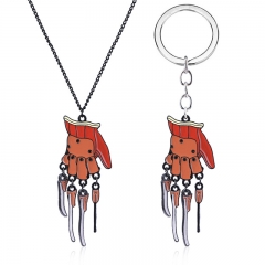 2 Styles Halloween Friday the 13th Freddy Krueger Hand Anime Alloy keychain /Necklace