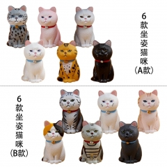 2 Styles 6PCS/SET 5CM Kawaii Cat Cartoon Anime PVC Figure