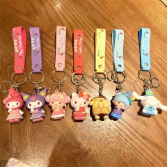 7 Styles Sanrio Melody Cinnamoroll Pom Kuromi Cartoon Anime Figure Keychain