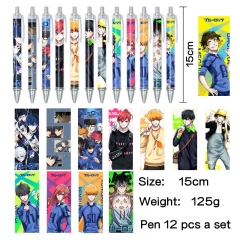 2 Styles 12PCS/SET Blue Lock Cartoon Pattern Anime Pen