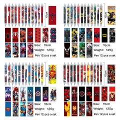 5 Styles 12PCS/SET Marvel Comics Cartoon Pattern Anime Pen