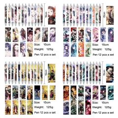 4 Styles 12PCS/SET Demon Slayer: Kimetsu no Yaiba Cartoon Pattern Anime Pen